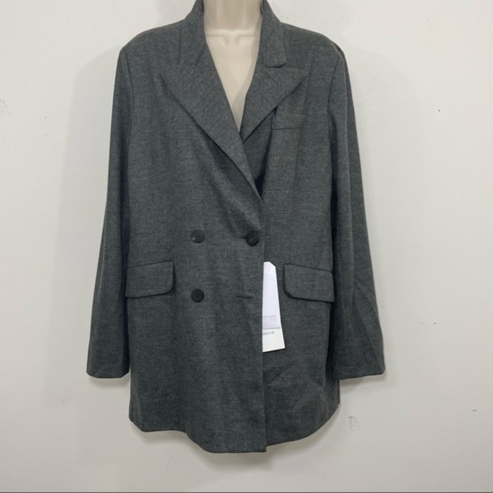 NWT HARRIS WHARF LONDON Gray Wool Knit Pea Coat Jacket Blazer Stretch Size 12